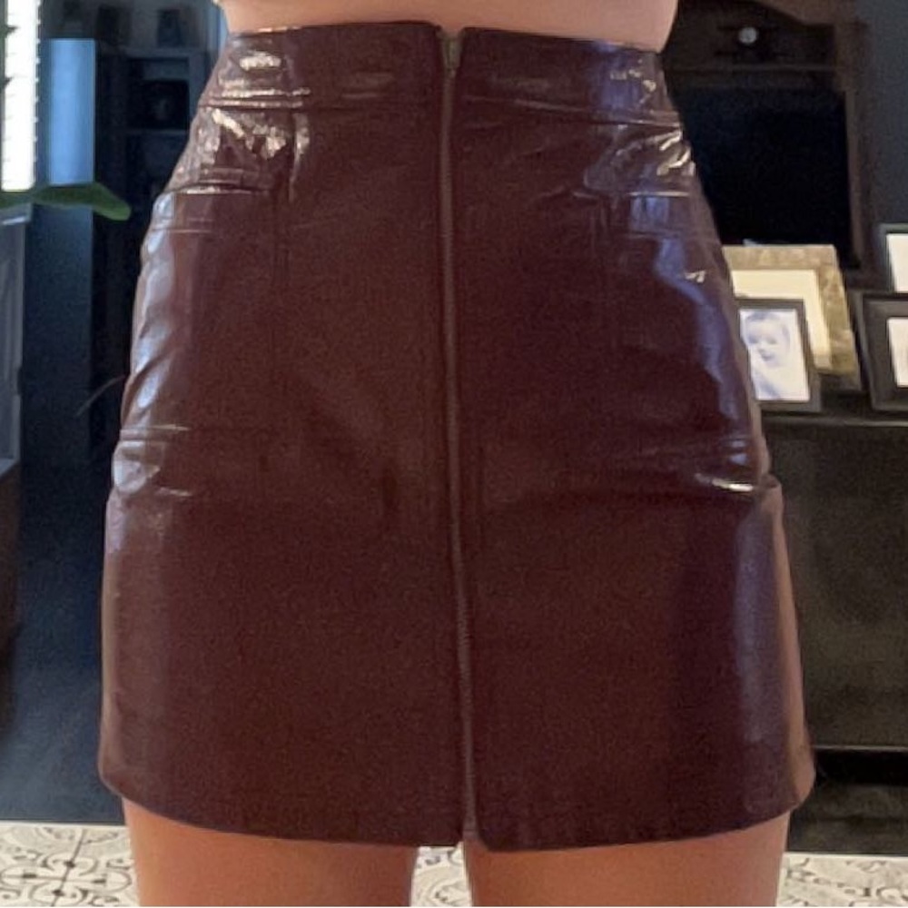 Maroon Vinyl Mini skirt